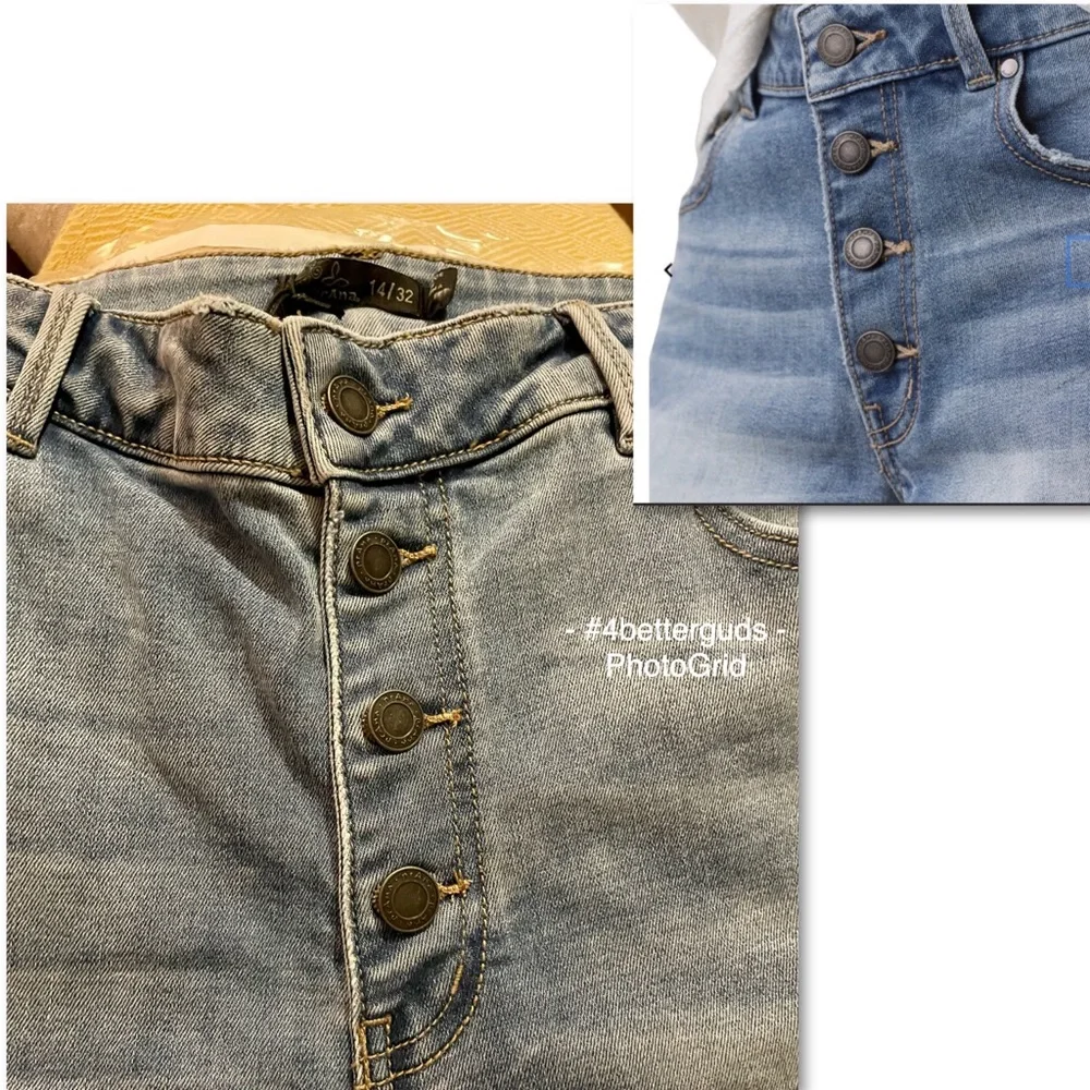 NEW prAna Gram Denim Organic Cotton Jean Short Button Fly Vintage Style Sz 14 32 - Picture 7 of 16